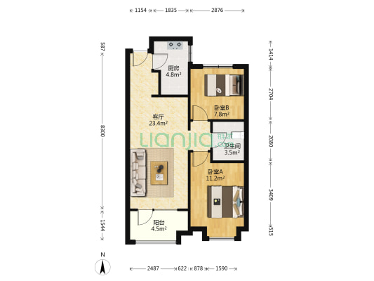 孔雀城泽园 2室1厅1卫 79平方