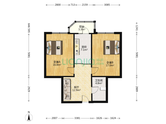 马端街 2室1厅1卫 84平方
