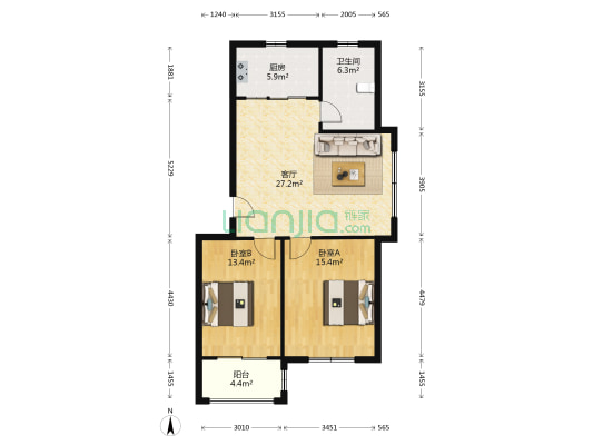 香格里拉C区 2室1厅1卫 89平方