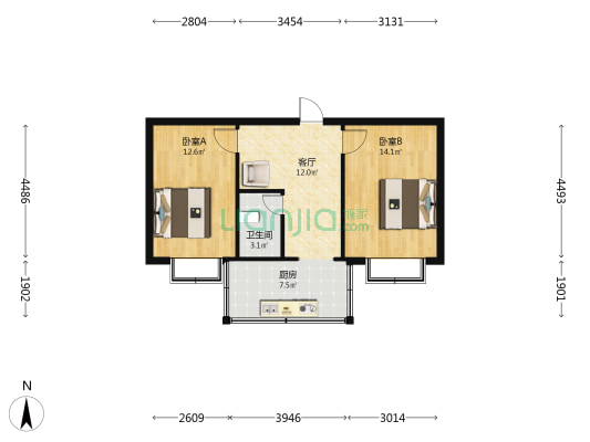邯郸百家村生活区四区 2室1厅1卫 56平方