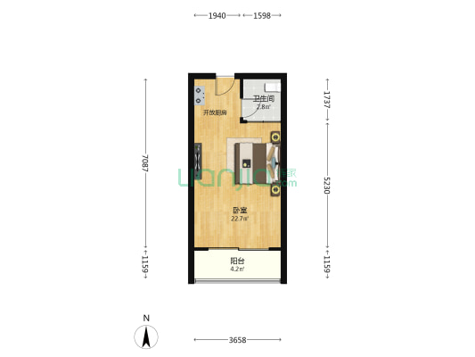 领秀新天地 1室0厅1卫 35平方