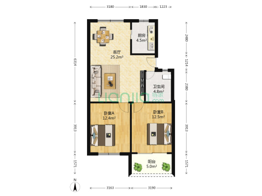 宁安里 2室1厅1卫 80平方