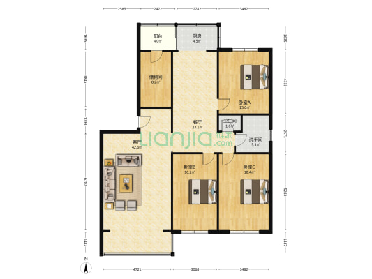 城开小区 3室2厅2卫 168平方