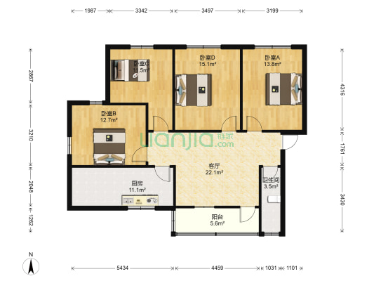 茶香路2号 4室1厅1卫 110平方