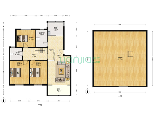 珠宝苑 3室1厅2卫 120平方