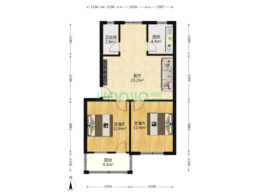 滨江东路56号 2室1厅1卫 71平方