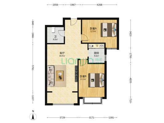 盛世·悠山瑞景 2室1厅1卫 93平方