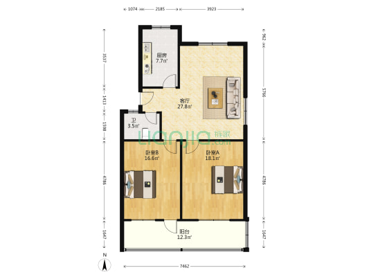 恒通佳园 2室1厅1卫 101平方
