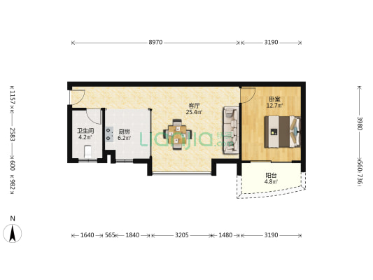 雅居乐新城璟峰 1室1厅1卫 63平方
