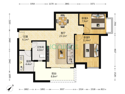 水韵翔庭 2室1厅1卫 79平方