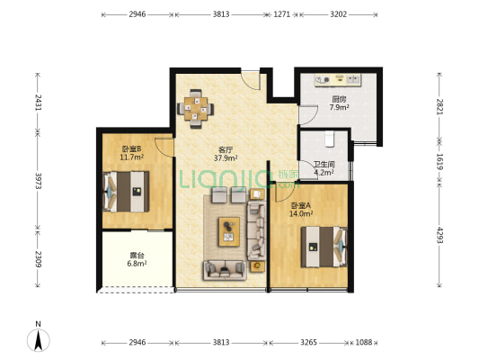 泽润幸福城 2室1厅1卫 93平方