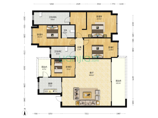 融创春城書院 4室1厅3卫 195平方