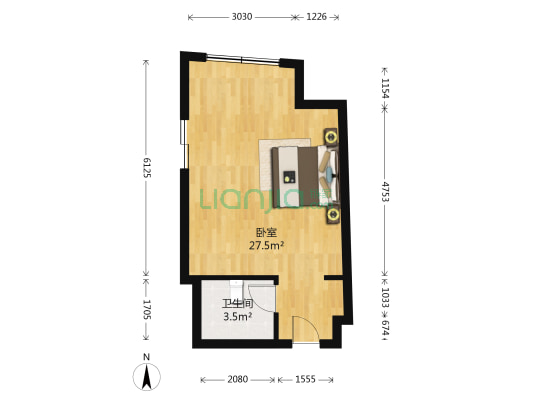 宏宇新天地 1室0厅1卫 45平方