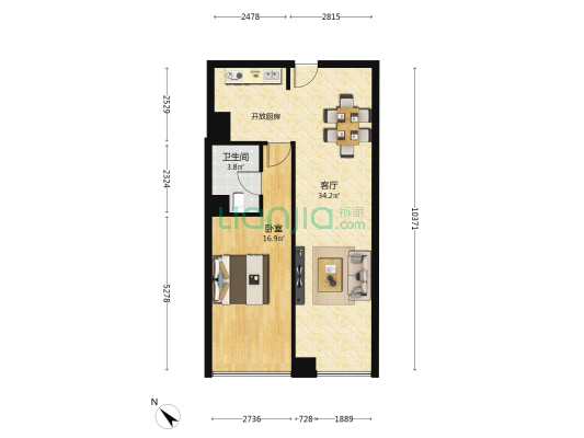 远洋汉口中心 1室1厅1卫 81平方