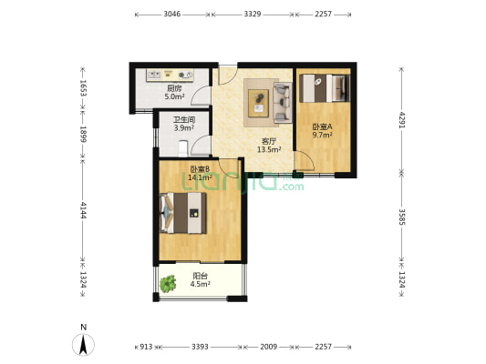 云林春雷苑C区 2室1厅1卫 73平方