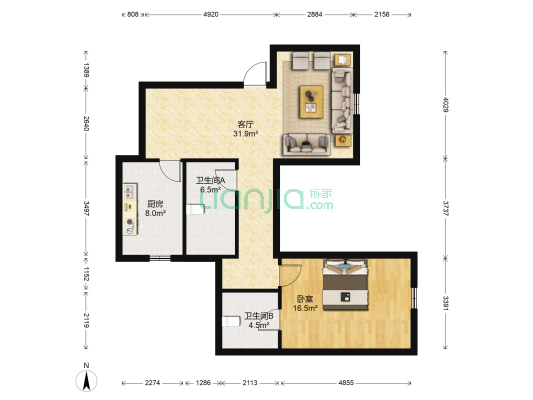 大唐花园 1室1厅2卫 173平方