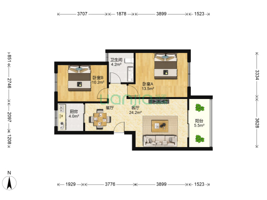 云湾小区 2室1厅1卫 77平方