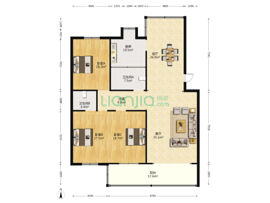 审计局宿舍 3室2厅2卫 153平方