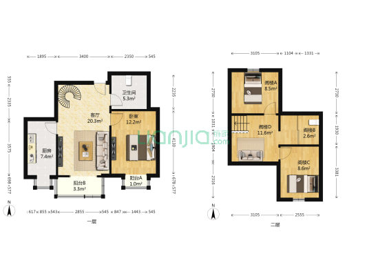 家福园 1室1厅1卫 64平方