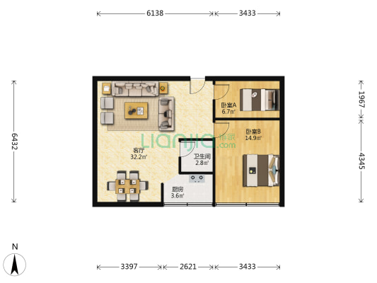 定柏小区 2室1厅1卫 81平方