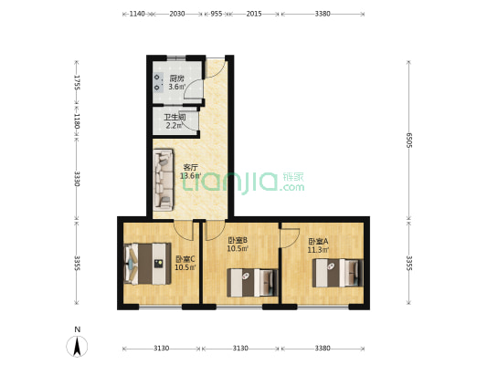 中山中路55号 3室1厅1卫 66平方