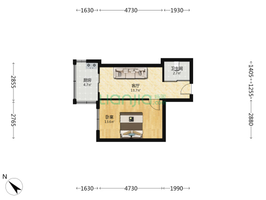通达街(南岗区) 1室1厅1卫 42平方