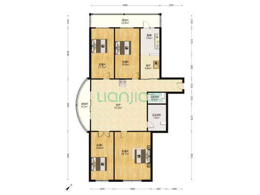 友联小区 4室2厅2卫 252平方