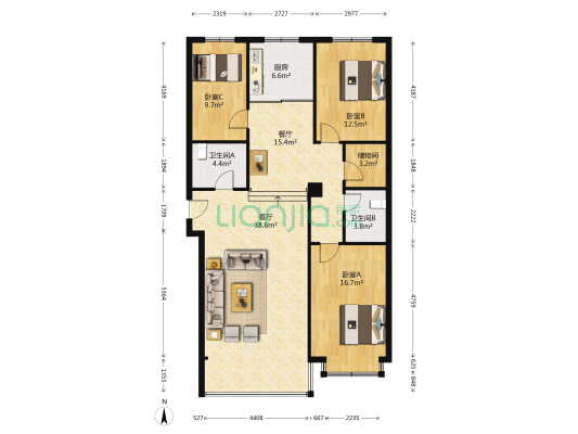 中天大厦(高新区) 3室2厅2卫 150平方