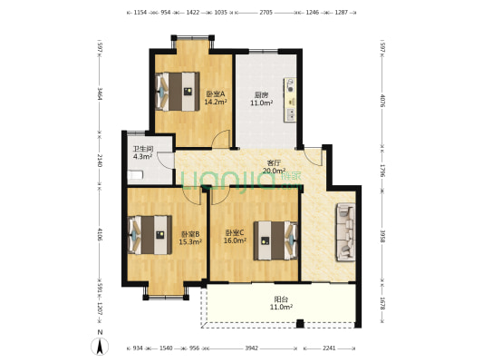 同春小区二期 3室1厅1卫 102平方