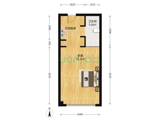 宏海国际广场 1室0厅1卫 67平方