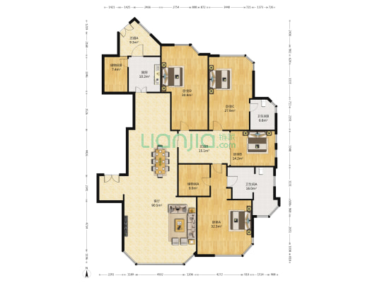 一方公馆 4室1厅2卫 348平方