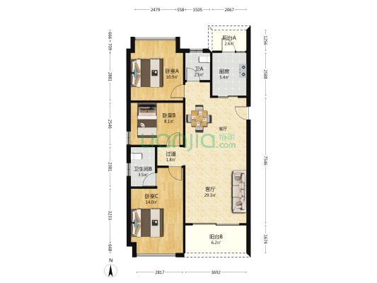 香山道公馆 3室1厅2卫 110平方
