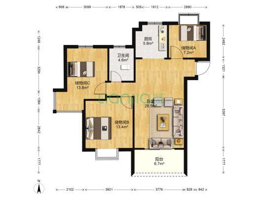 常发豪郡北区 1室0厅1卫 96平方