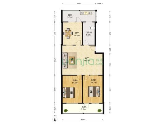 经七路518号 2室2厅1卫 108平方