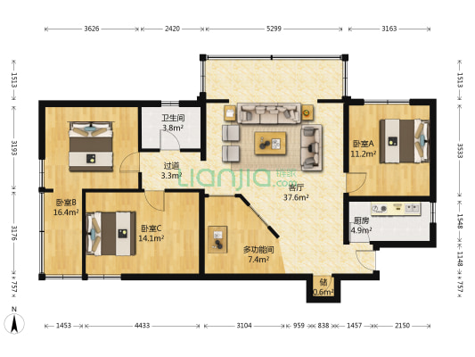 华茂街 4室1厅1卫 133平方