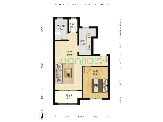崇德佳苑 1室1厅1卫 71平方