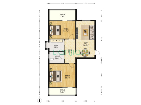 西安市渭浐河城市段管理处家属院属院 2室1厅1卫 106平方