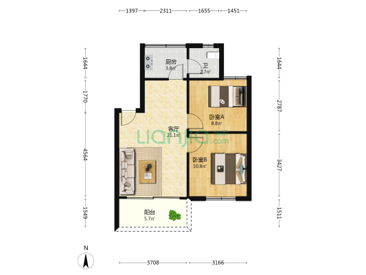 广黔路9号 2室1厅1卫 66平方