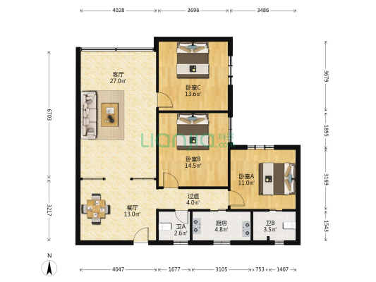 建新东路151号 3室2厅2卫 114平方