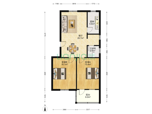 水香街散盘 2室1厅1卫 87平方