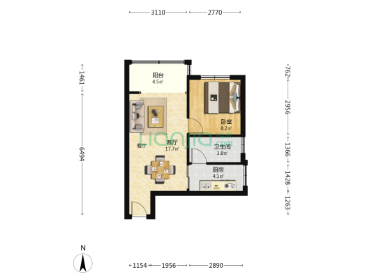 花地大道南 1室1厅1卫 47平方