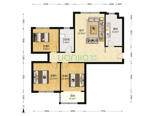 长城一品 3室1厅1卫 112平方