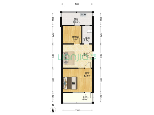 西站路25号 1室1厅1卫 51平方