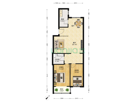 福泰温泉公寓 2室1厅1卫 108平方