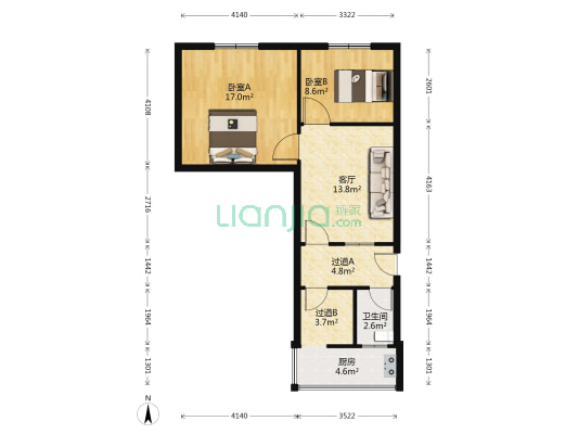 粮油饲料家属院 2室1厅1卫 68平方