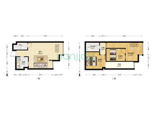 86街公寓U2 3室1厅2卫 96平方