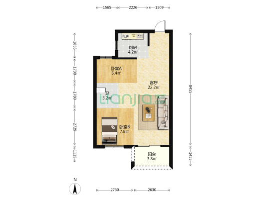 榕南礼居2期 2室1厅1卫 61平方