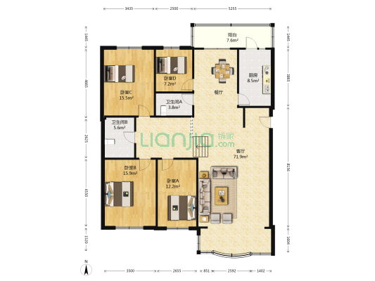 吉达花园 4室1厅2卫 181平方