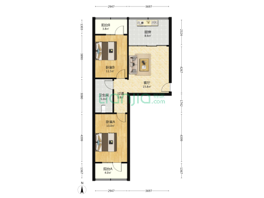 房地三分局家属院 2室1厅1卫 80平方