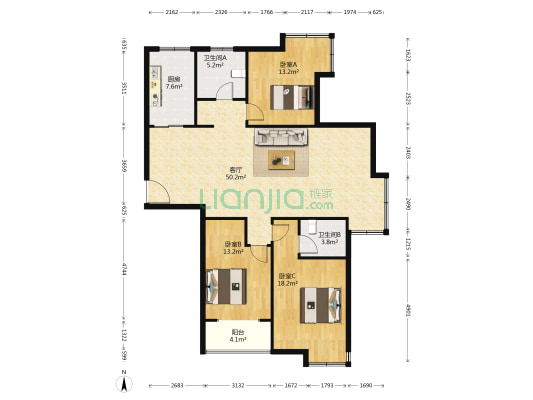 滨湖花园二期 3室1厅2卫 151平方